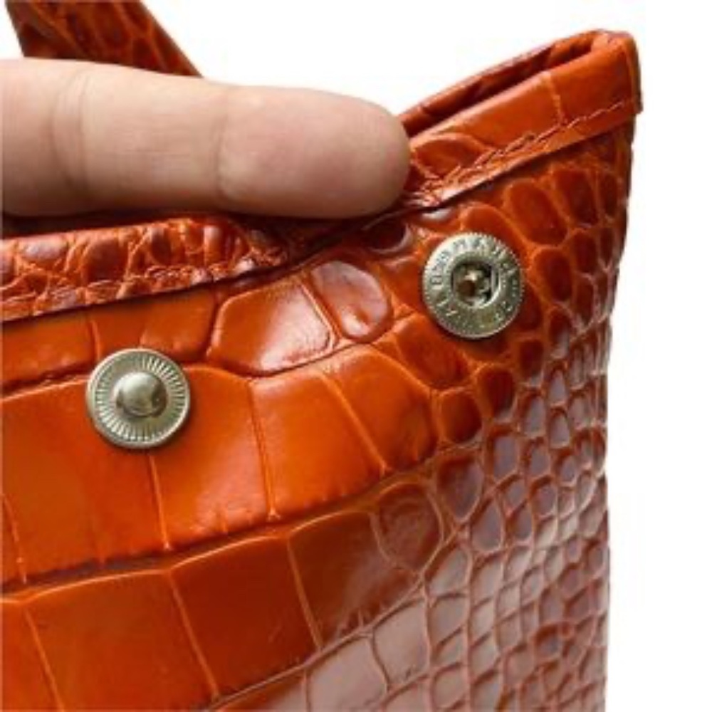 Longchamp Terracotta Roseau Croc Embossed Leather Toggle Shopper Top Handle Bag - Picture 8 of 12